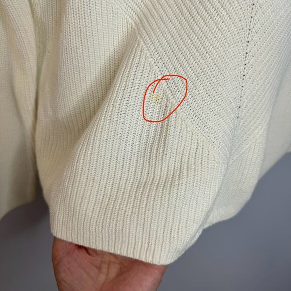 Maje Meteo Ribbed V Neck Sweater Tennis Preppy Cotton Off White Sz 3 Large - Picture 6 of 13